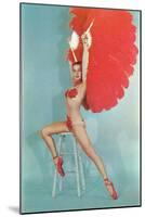 Showgirl with Red Feathers, Retro-null-Mounted Art Print