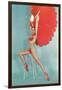 Showgirl with Red Feathers, Retro-null-Framed Art Print