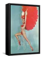 Showgirl with Red Feathers, Retro-null-Framed Stretched Canvas