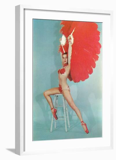 Showgirl with Red Feathers, Retro-null-Framed Art Print