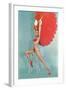 Showgirl with Red Feathers, Retro-null-Framed Art Print