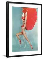 Showgirl with Red Feathers, Retro-null-Framed Art Print