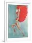 Showgirl with Red Feathers, Retro-null-Framed Art Print