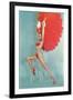 Showgirl with Red Feathers, Retro-null-Framed Art Print