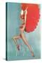 Showgirl with Red Feathers, Retro-null-Stretched Canvas