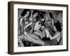 Showgirls Knitting Garments During Drive to Provide Goods to Servicemen During the War-null-Framed Photographic Print