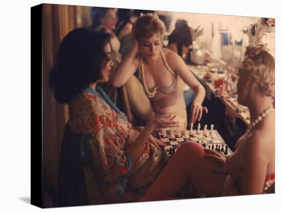 Showgirls Playing Chess Between Shows at Latin Quarter Nightclub-Gordon Parks-Stretched Canvas