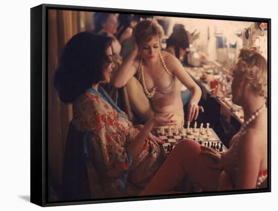 Showgirls Playing Chess Between Shows at Latin Quarter Nightclub-Gordon Parks-Framed Stretched Canvas