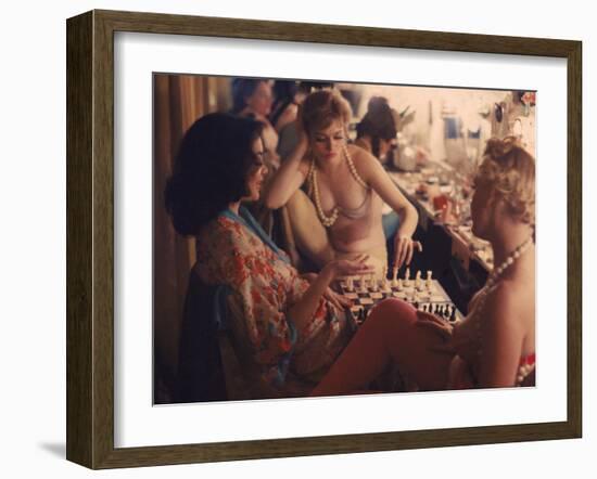 Showgirls Playing Chess Between Shows at Latin Quarter Nightclub-Gordon Parks-Framed Photographic Print