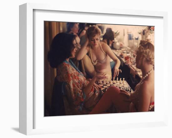 Showgirls Playing Chess Between Shows at Latin Quarter Nightclub-Gordon Parks-Framed Photographic Print