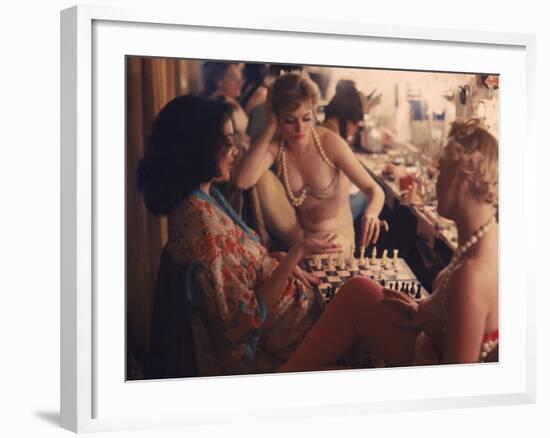 Showgirls Playing Chess Between Shows at Latin Quarter Nightclub-Gordon Parks-Framed Photographic Print