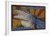 Shreveport, Louisiana - Alligator Mosaic-Lantern Press-Framed Art Print