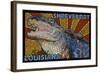 Shreveport, Louisiana - Alligator Mosaic-Lantern Press-Framed Art Print