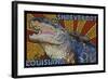 Shreveport, Louisiana - Alligator Mosaic-Lantern Press-Framed Art Print