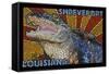 Shreveport, Louisiana - Alligator Mosaic-Lantern Press-Framed Stretched Canvas