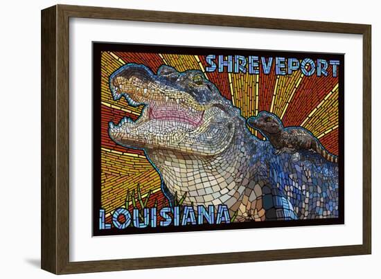 Shreveport, Louisiana - Alligator Mosaic-Lantern Press-Framed Art Print