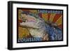 Shreveport, Louisiana - Alligator Mosaic-Lantern Press-Framed Art Print