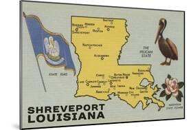 Shreveport, Louisiana - Detailed Map of State-Lantern Press-Mounted Art Print