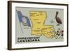 Shreveport, Louisiana - Detailed Map of State-Lantern Press-Framed Art Print