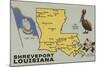 Shreveport, Louisiana - Detailed Map of State-Lantern Press-Mounted Art Print