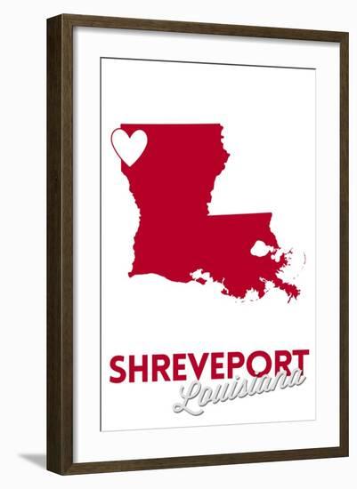 Shreveport, Louisiana - Heart Design-Lantern Press-Framed Art Print