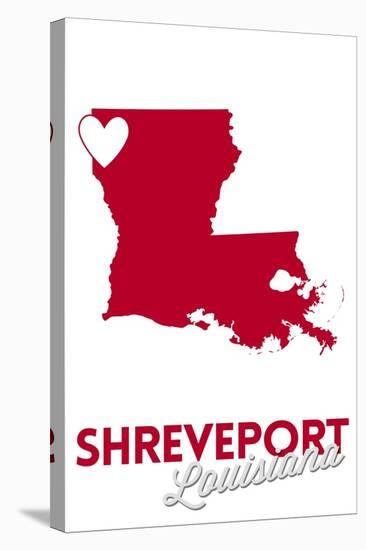 Shreveport, Louisiana - Heart Design-Lantern Press-Stretched Canvas