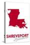 Shreveport, Louisiana - Heart Design-Lantern Press-Stretched Canvas