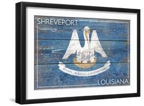 Shreveport, Louisiana - Louisiana State Flag - Barnwood Painting-Lantern Press-Framed Art Print