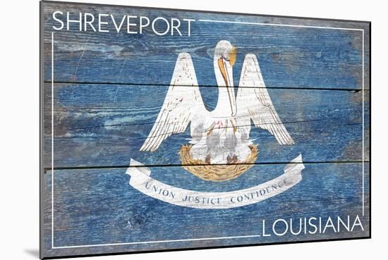 Shreveport, Louisiana - Louisiana State Flag - Barnwood Painting-Lantern Press-Mounted Art Print