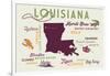 Shreveport, Louisiana - Typography and Icons-Lantern Press-Framed Art Print