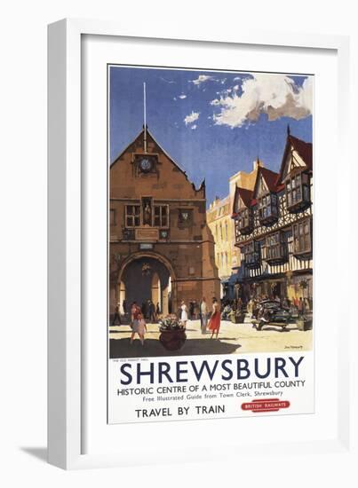 Shrewsbury, England - Old Market Hall View British Railways Poster-Lantern Press-Framed Art Print