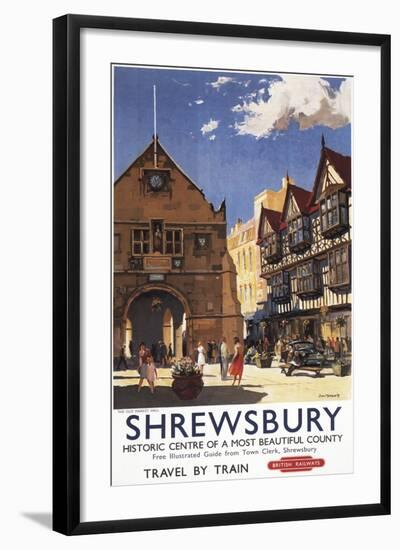 Shrewsbury, England - Old Market Hall View British Railways Poster-Lantern Press-Framed Art Print