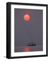 Shrimp Boat at Sunrise, Tybee Island, Georgia, USA-Joanne Wells-Framed Photographic Print