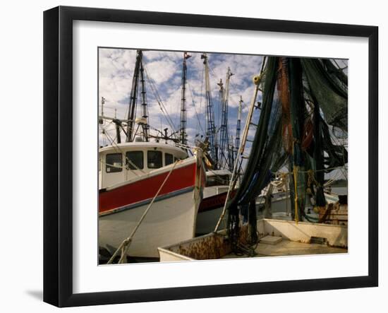 Shrimp Boats Tied to Dock, Darien, Georgia, USA-Joanne Wells-Framed Premium Photographic Print