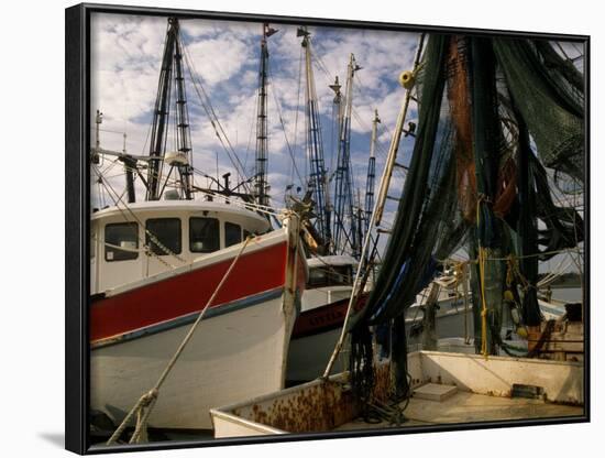 Shrimp Boats Tied to Dock, Darien, Georgia, USA-Joanne Wells-Framed Photographic Print