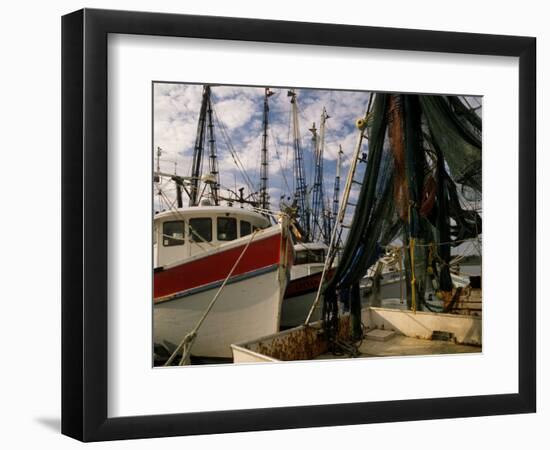 Shrimp Boats Tied to Dock, Darien, Georgia, USA-Joanne Wells-Framed Photographic Print