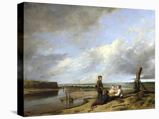 Shrimp Boys at Cromer, 1815-William Collins-Stretched Canvas