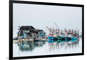 Shrimp fishing boats and house, Koh Phangan, Thailand, Southeast Asia-John Alexander-Framed Photographic Print