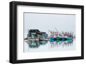 Shrimp fishing boats and house, Koh Phangan, Thailand, Southeast Asia-John Alexander-Framed Photographic Print