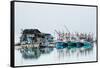 Shrimp fishing boats and house, Koh Phangan, Thailand, Southeast Asia-John Alexander-Framed Stretched Canvas