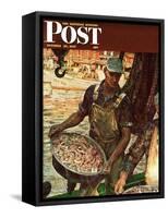 "Shrimpers," Saturday Evening Post Cover, October 25, 1947-Mead Schaeffer-Framed Stretched Canvas