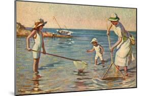 Shrimping by the Sea-L Tanqueray-Mounted Art Print