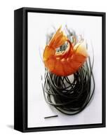 Shrimps with Black Pasta-Marc O^ Finley-Framed Stretched Canvas