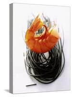 Shrimps with Black Pasta-Marc O^ Finley-Stretched Canvas