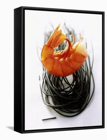 Shrimps with Black Pasta-Marc O^ Finley-Framed Stretched Canvas