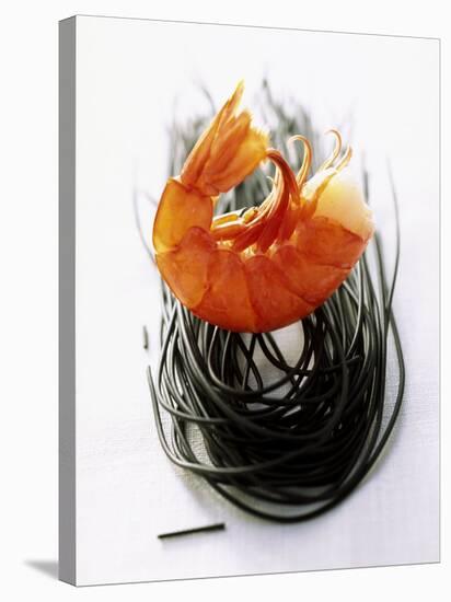 Shrimps with Black Pasta-Marc O^ Finley-Stretched Canvas
