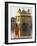 Shrine Guard in Orange Clothes Holding Lance Standing by Pool in Front of the Golden Temple-Eitan Simanor-Framed Photographic Print