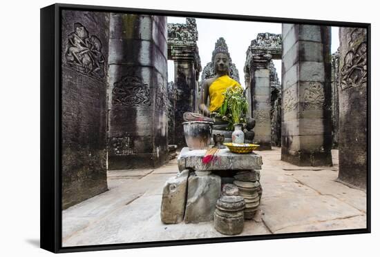 Shrine in Bayon Temple in Angkor Thom-Michael Nolan-Framed Stretched Canvas