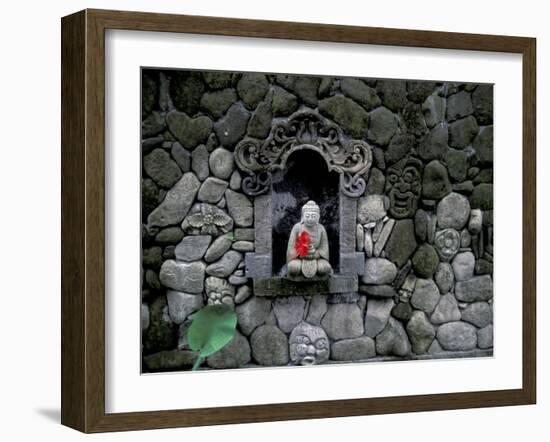 Shrine of Buddha with Flower Decoration, Bali, Indonesia-Keren Su-Framed Photographic Print