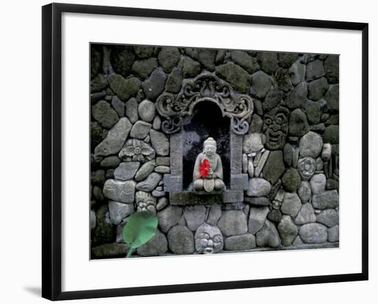 Shrine of Buddha with Flower Decoration, Bali, Indonesia-Keren Su-Framed Photographic Print